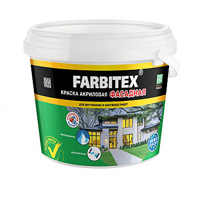 Краска Farbitex  Акриловая Фасадная Белый Матов. 13кг (44)