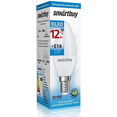 Светодиодная (LED) Лампа Smartbuy-C37-12W/6000 (SBL-C37-12-60K-E14)