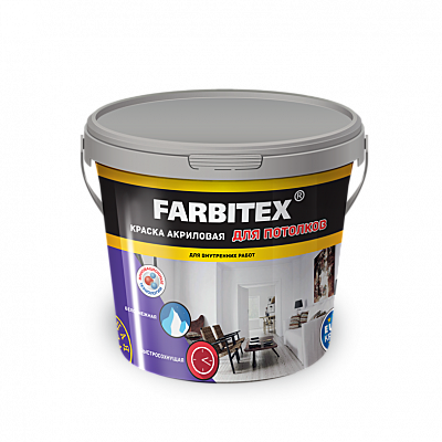 Краска Farbitex  Акриловая Для потолков  25 кг